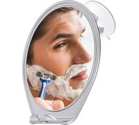 HONEYBULL Fogless Shower Mirror with Suction Mount & Swivel - Anti-Fog Acrylic Bathroom Mirror for Shaving - Built-in Razor Holder, Easy Install (Chrome, Regular)