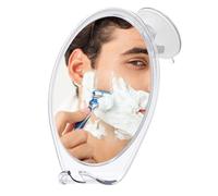 HONEYBULL Fogless Shower Mirror with Suction Mount & Swivel - Anti-Fog Acrylic Bathroom Mirror for Shaving - Built-in Razor Holder, Easy Install (White)