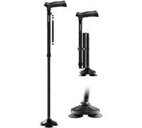 HONEYBULL Folding Walking Stick for Women and Men - Foldable, Adjustable, Collapsible, Free Standing Walking Stick, Pivot Tip, Heavy Duty, Folding Cane for Seniors & Adults
