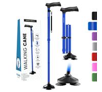 HONEYBULL Walking Cane for Men & Women - Foldable, Adjustable, Collapsible, Free Standing Cane, Pivot Tip, Heavy Duty | Walking Sticks, Folding Canes for Seniors & Adults (Blue)