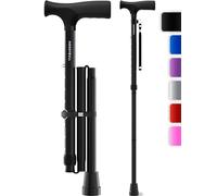 HoneyBull Walking Cane | Single Tip Canes for Men & Women, Foldable, Adjustable, Heavy Duty Up to 250 Pounds, with Travel Bag, Walking Canes for Seniors