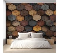Honeycomb 3D Wallpaper for Living Room, Hexagon Geometry Wall Mural for Bedroom 400x280 cm, Non-Woven Photo Wallpaper, Home Decor D&O117