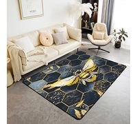 Honeycomb Area Rug Modern Hexagon Theme Bee Rugs for Living Room Bedroom Car Reversible Geometrical Blue Indoor Floor Mat 100 * 150cm