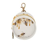 Honeycomb Background with Bees and Daisies Baby Pacifier Case Holder Portable Key Chain Wallet, Everything Storage pouching
