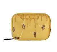 Honeycomb Background with Bees Medication Bags with Detachable Compartments Attachable Medicine Box Organizer