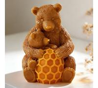 Honeycomb Bear Cylinder Candle & Resin Mold - Resin Casting Silicone Molds for Home Decor & Candle Making Wave Spiral Mold