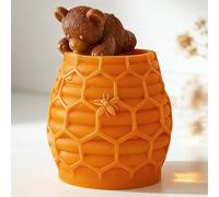 Honeycomb Bear Cylinder Candle & Resin Mold - Resin Casting Silicone Molds for Home Decor & Candle Making Wave Spiral Mold