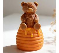 Honeycomb Bear Cylinder Candle & Resin Mold - Resin Casting Silicone Molds for Home Decor & Candle Making Wave Spiral Mold