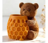 Honeycomb Bear Cylinder Candle & Resin Mold - Resin Casting Silicone Molds for Home Decor & Candle Making Wave Spiral Mold