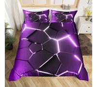 Honeycomb Bedding Set Hexagonal Ombre Purple Comforter Cover for Kids Boys Girls Geometrical Duvet Cover Breathable Beehive Vintage Modern Geometric Bedspread Cover Single 2Pcs