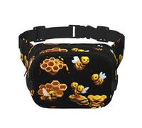 Honeycomb Bee Pattern trendy fashionable waist bag, unisex travel sports messenger bag