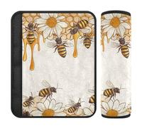 Honeycomb Bees and Daisies 2 pcs seat Belt Covers Shoulder Pads More Comfort Driving for Airplane accesorios para carro