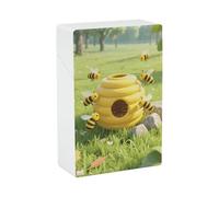 Honeycomb Bees Cigarette Case Hard Plastic Flip-Top Slim Pocket-Size Cigarette Holder for 18-20 King Size Cigarettes Crush-Proof Cig Case Reusable Smoking Accessories for Men Women