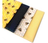 Honeycomb Bees Fabric Bundle 100% Cotton 4 Piece Fat Quarter Pack 50 x 55cm