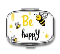 Honeycomb Bees Metal Pill Organizer Case, 2-Compartment Travel Pill Box, Portable Pocket Pill Container with Secure Closure, Small Medication Holder for Men Women Seniors, Giftable