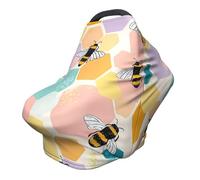 Honeycomb Bees Nursing Cover 360° Full Coverage Colorful Geometric Stretch Scarf for Breastfeeding and Car Seat Cover Fit for Most Pushchairs and Prams