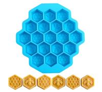 Honeycomb Bees Silicone Molds, Blue Honeycomb Silicone Mold, 19 Cavity Bee Chocolate Mold, Non-Stick Honey Comb Molds for Chocolate, Candy, Jelly, Ice Cube and Cakes