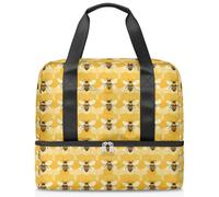 Honeycomb Bees Sports Duffle Bag for Women Men Kirls Boys Girls 21 L Weekend Overnight Bags Wet Seperated Tote Bag for Travel Gym Yoga
