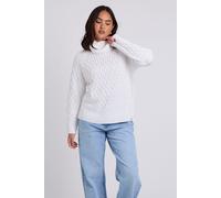 Honeycomb Cable Roll Neck Jumper Urban Bliss White M