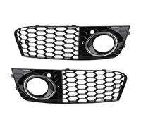 Honeycomb Car Front Grill Mesh Compatible for Audi A4 B8 2008-2012 RS4 Style Grille Fog Light Cover Accessories 8KD807682 8KD807681(Honeycomb-Chrome)
