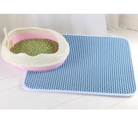 Honeycomb Cat Mat, Traps Litter, Two Layer Trapping Kitty Mats, Scatter Control, Soft on Paws, Indoor Box Supplies and Essentials,Easier To Clean, Washable (30x45cm,Blue)