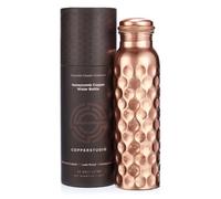 Honeycomb Copper Water Bottle- 1 litre/34 oz, Pure Copper bottle with Leak Proof cap, Honeycomb finish, Lacquer coated, Health Benefits/Yoga Bottle