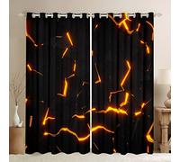 Honeycomb Curtains for Bedroom Hexagonal Window Treatment Geometric Window Drapes Yellow Neon Lights Window Draperies for Kids Boys Girls Adults W46*L72