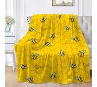 Honeycomb Cute Bee Yellow Blankets for Couch Sofa Bed Fleece Throw Blanket Super Soft Lightweight Warm Gift for Kids Women Indoor Home Decor 40x30 for