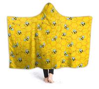 Honeycomb Cute Bee Yellow Hooded Blankets for Couch Sofa Throw Bees Wearable Blanket Super Soft Lightweight Warm Gift for Kids Women - 40"X50" for Kids