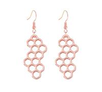 Honeycomb Earrings Hollow Hexagon Bee Hive Geometric, M, Metal, No Gemstone