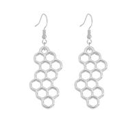 Honeycomb Earrings Hollow Hexagon Bee Hive Geometric, M, Metal, No Gemstone