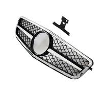 Honeycomb Front Grill FOR C-Class FOR W204 C024 2007-2014 ABS Front Grille Diamond Style Middle Grill Replacement Centre Front Bumper Grille(AM All Silver)