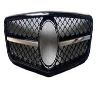 Honeycomb Front Grill FOR C-Class FOR W204 C024 2007-2014 ABS Front Grille Diamond Style Middle Grill Replacement Centre Front Bumper Grille(AM middle silver)