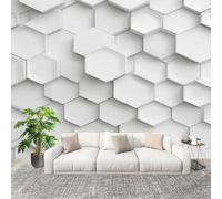 Honeycomb Geometric Pattern Mural Wallpaper for Living Room TV Backdrop Office Hotel Wall Decoration Poster White Wall Panoramic Mural Non-Woven Photo Wallpaper 350x256cm