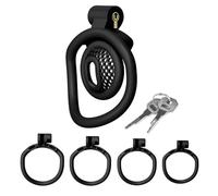 Honeycomb Hollow Design Plat Penis Cage with 4 Sizes Rings, Male Practical Bondage Chastity Devices for Role-Playing -UKGA28Z (Black-Negative 1, B:Same &Cheaper)