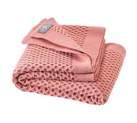 Honeycomb Knit Blanket for Baby & Children, 100% Organic Merino Cuddly Soft & Warm, 80 x 100 cm, Sustainable & Fair, in Beautiful Honeycomb Knitting Pattern, Made in Germany, Soft Pink