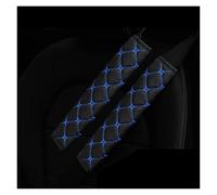 Honeycomb Mesh Front Grille 2 Pieces 30cm 11.8inch Breathable Faux Linen Mesh Fabric Leather Multiple Car Shoulder Guards Seat Belt Decorations(Fabric Black blue)