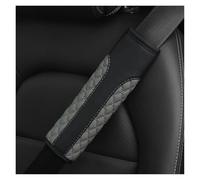 Honeycomb Mesh Front Grille Leather Car Shoulder Guard Safety Belt Decoration Embroidered Accessory(Grey)