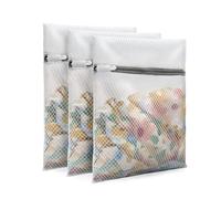Honeycomb Mesh Laundry Wash Bag, Mesh Laundry Bags 3pcs Zippered Polyester Coarse Net Basket Delicates