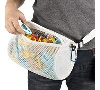 Honeycomb Mesh Zippered Clothespin Bag for Clothesline, Waist Pack Many Ways to Wear, Breathable Fabric, Large Opening, Large-Capacity, Hanging Clothespin Holder Bag Storage Organizer with Hooks