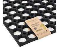 Honeycomb Outdoor Rubber Doormat Boot Scraper Front Door Mat, Heavy Duty Recycled Rubber with Drainage Holes, Anti Fatigue Dirt Scraper Playground Garden Matting (120x80cm, 1.3cm Thick, Extra Large)