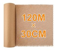 Honeycomb Packaging Paper Roll 120M x 30cm, Alternative to Bubble Wrap, Reusable Wrapping Paper for Shipping, Moving, Breakables and Gift