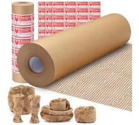Honeycomb Packing Paper 30cm X 60M Moving Suppliers Bubble Cushioning Wrap Paper Roll for Moving/Shipping/Packing with 80 Fragile Sticker Protective Eco Friendly & Recyclable (30CMX60M)