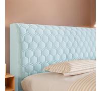 Honeycomb Pattern Headboard Cover Stretchable Elastic Protector Full Wrap Decorative Slipcover Soft Durable Bedding Cover For Bedroom Hotel Guest Room,Blue,120CM