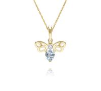 Honeycomb Pear Shape Topaz & Diamond Bee Pendant Necklace in 9ct Yellow Gold