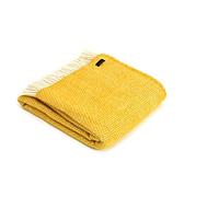 Honeycomb - Pure New Wool - Knee Rug Throw Small Blanket - Golden Yellow - British Made by Tweedmill Textiles