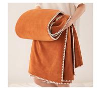 Honeycomb - Recycled Cotton Plain Waffle Textured Chair Sofa Setee Throw Over Blanket in Burnt Orange for Sofas Bed Settee Fluffy Bed Throw - 200 x 230cm(Caramel Orange,150 * 200cm)