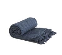 Honeycomb - Recycled Cotton Throw in Navy - TJ Hughes