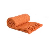 Honeycomb - Recycled Cotton Throw in Orange - TJ Hughes