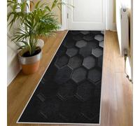 Honeycomb Runner Rug 80x150 cm, Geometric 3d Runner Rugs for Hallway, Modern Black Washable Non Slip Long Carpet, Floor Mat, Kitchen Bedroom Living Room Hall Entrance Decor （r4U334）